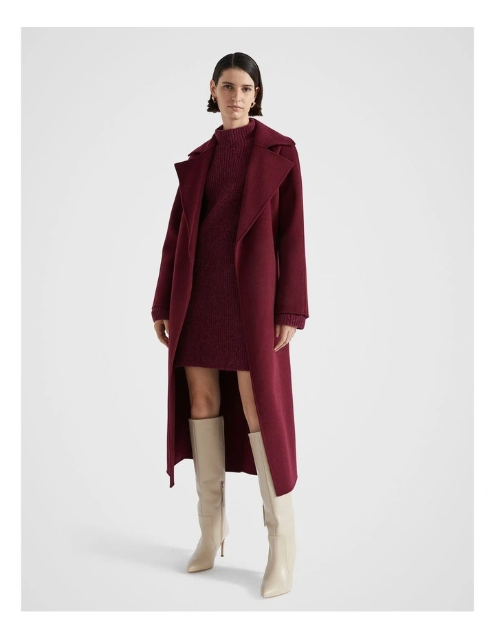 Wool Blend Knit Mini Dress in Boysenberry Marle