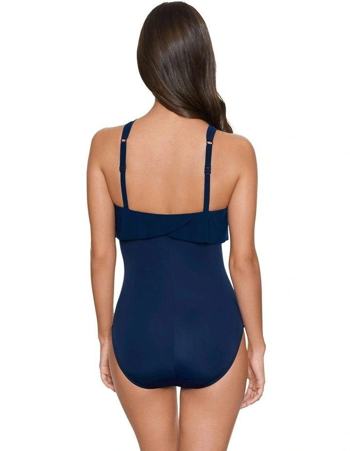 Square Cut Liza High Neck Shaping Swimsuit in Navy