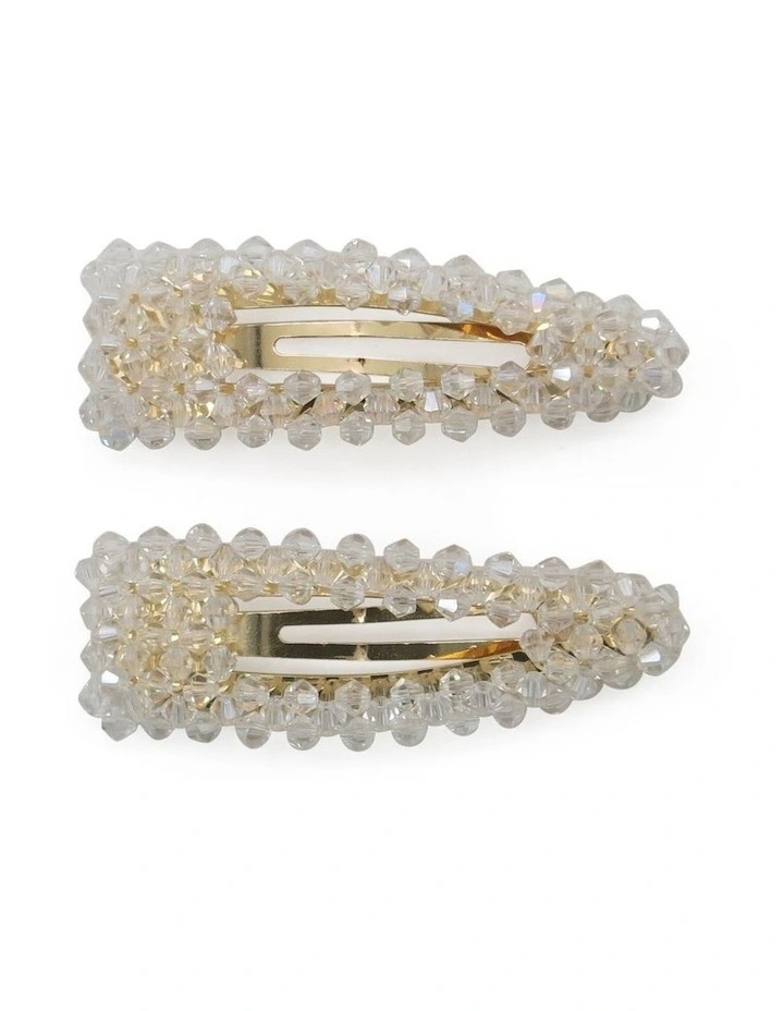 Miabella Hair Clip Set in Crystal