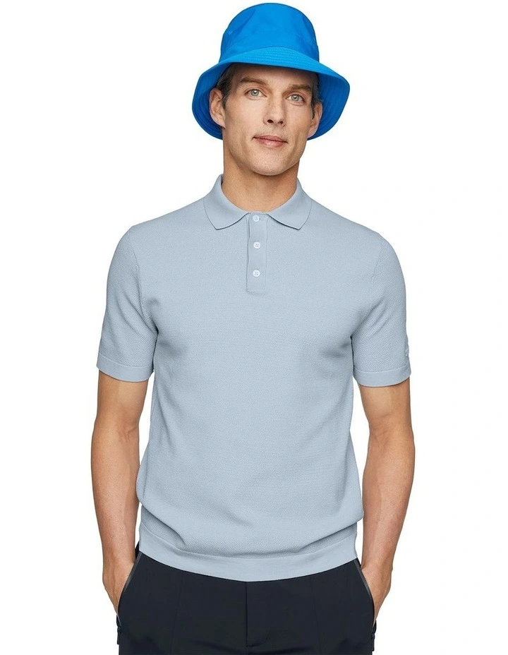 Pique Polo Sweater in Light Blue