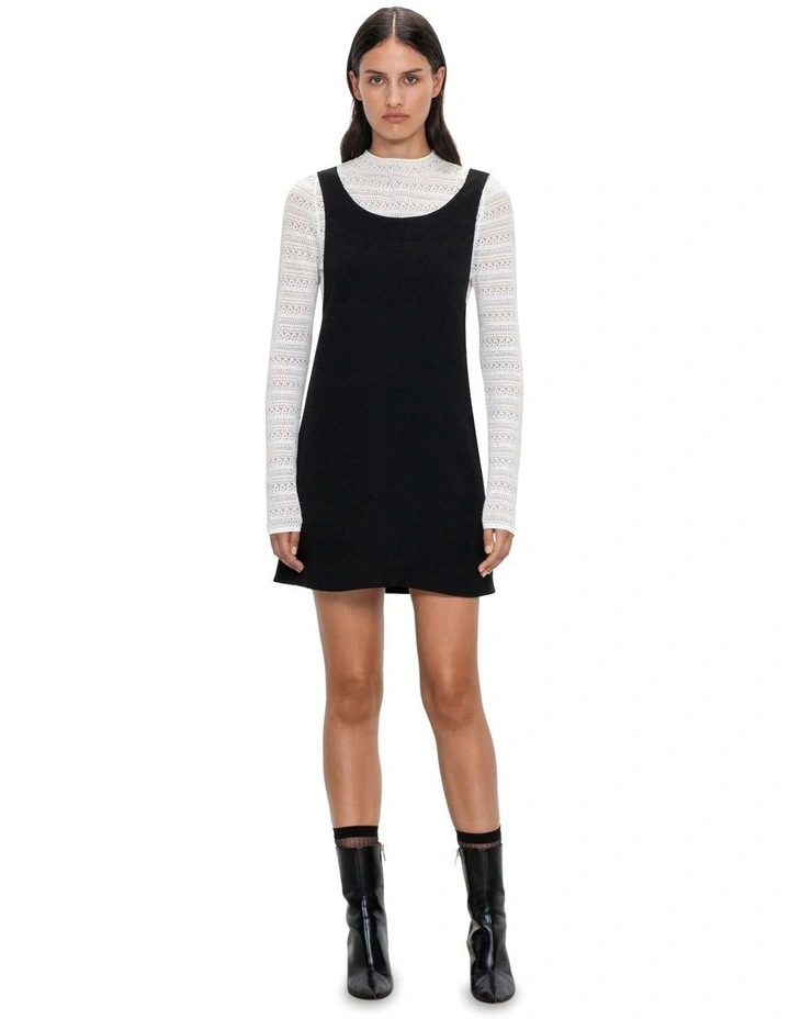 Double Weave Shift Dress in Black