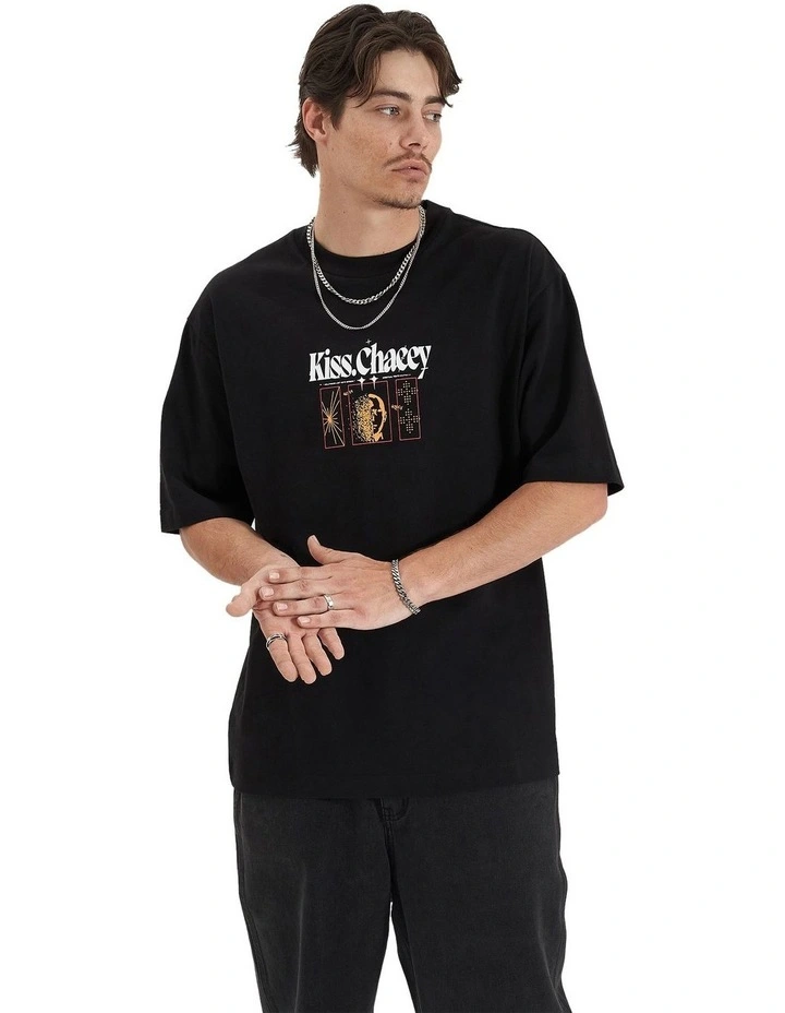 Framed Game Heavy Oversized Tee in Jet Black