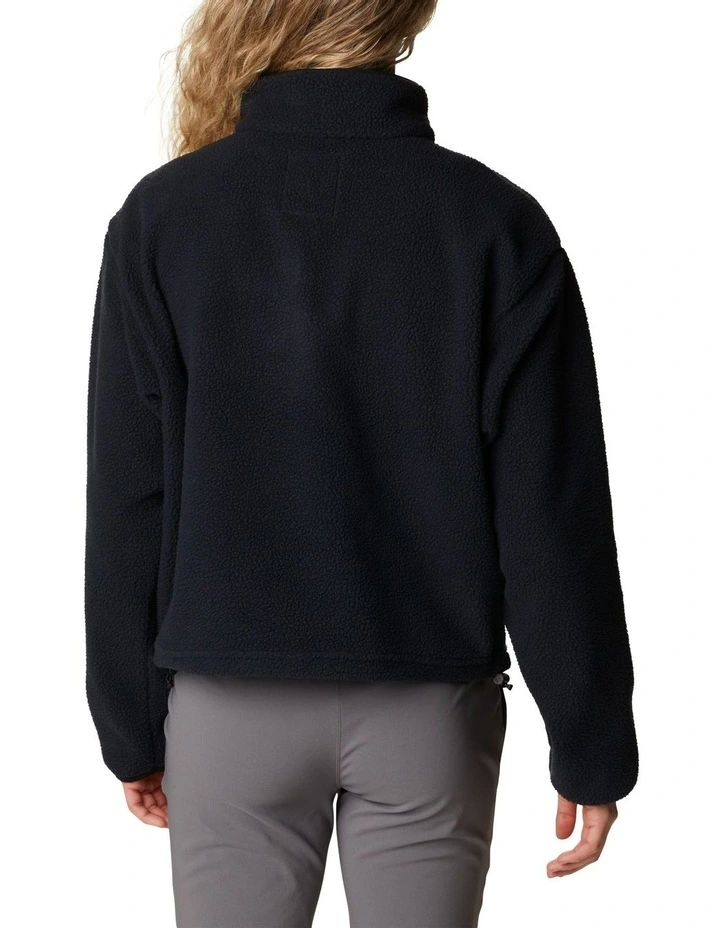 Helvetia Cropped Half Snap Fleece Pullover in Black
