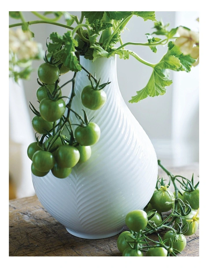 Folia 23cm Fine Bone China Bulb Vase White