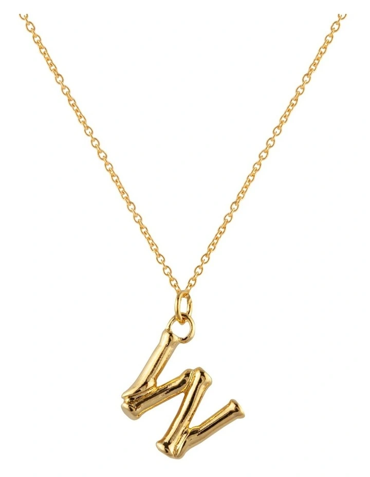Letter W Initial Gold Necklace