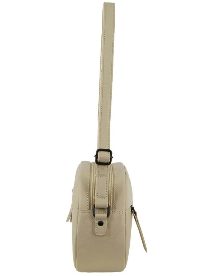 Leather Multi-Zip Cross-Body Bag in Cement