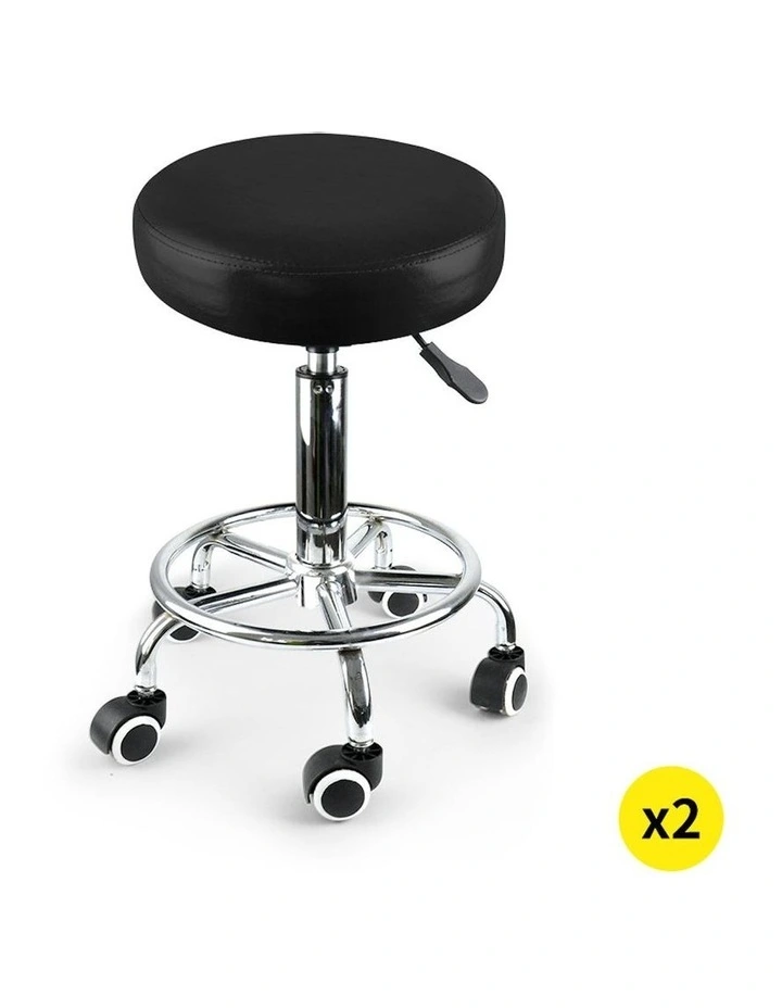 Hairdressing Barstool Barber Chair 2x in Black