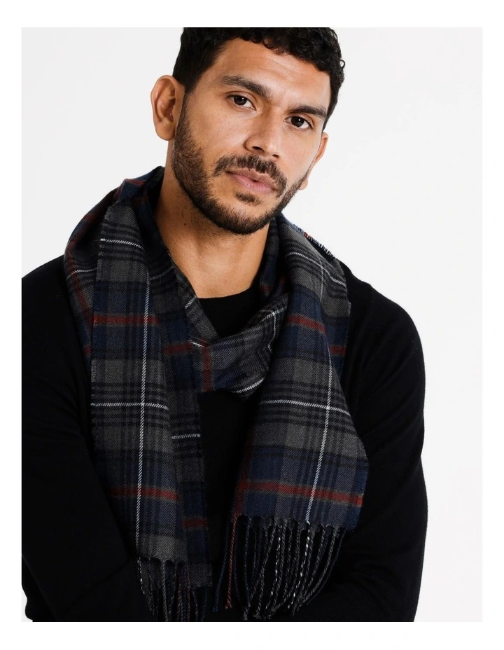 Woven Check Scarf in Grey