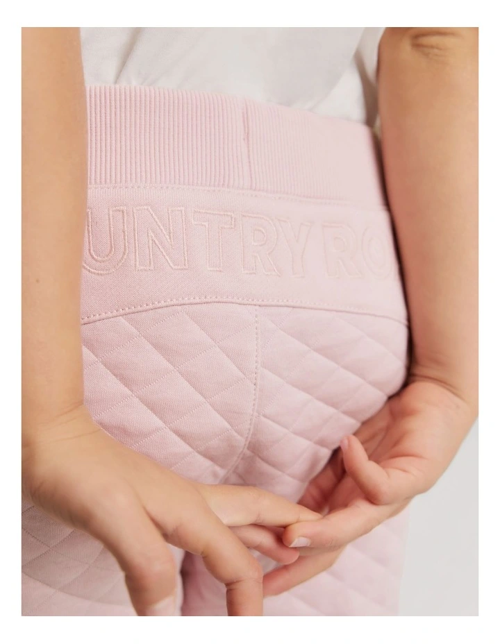 Australian Cotton Quilted Sweat Pant in Mineral Pink