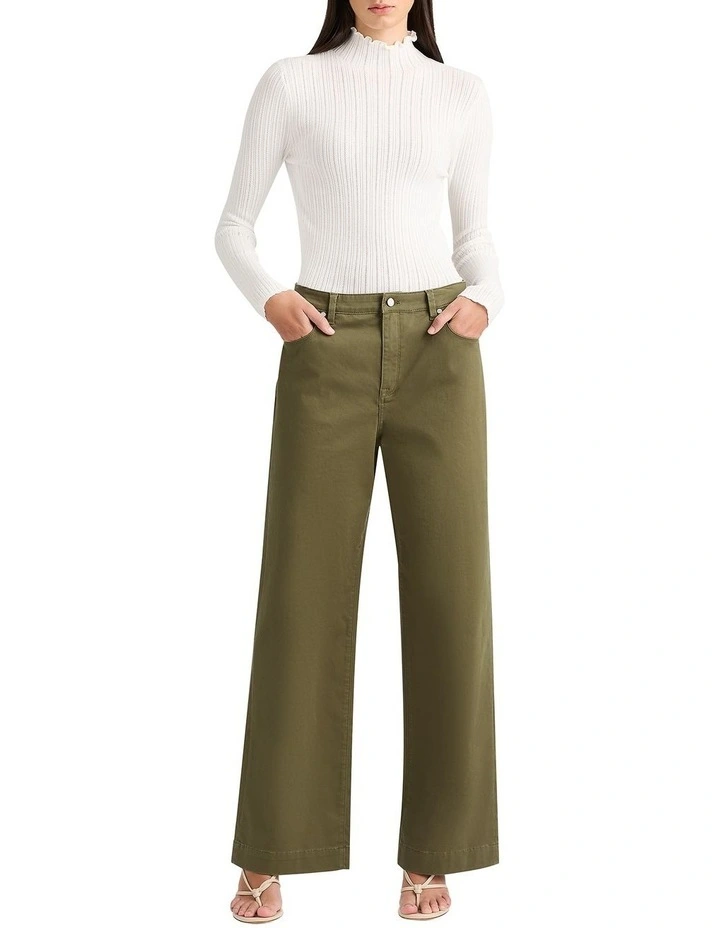 Sedona Wide Leg Chino Pant in Pesto