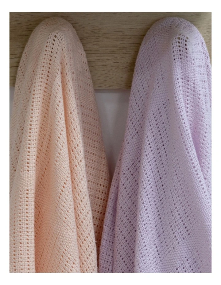 Nordic Cellular Blanket 2 Pack in Peach/Lilac