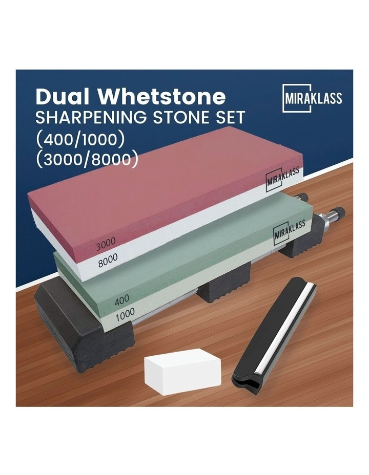 Dual Sharpening Whetstone Knife Sharpener Grit Set in Multi