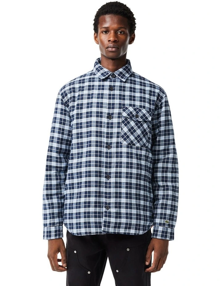 Winter Elevated Check Long Sleeve Overshirt in Methylene
