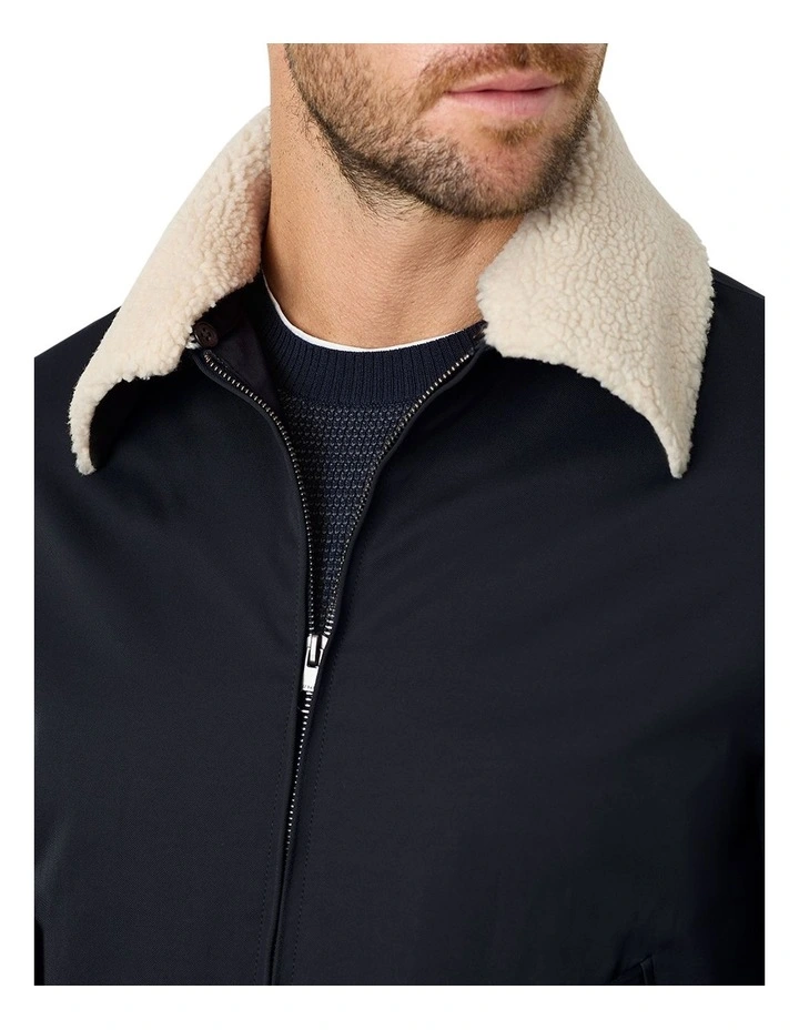 Denman Shearling Jacket in Navy/Ecru