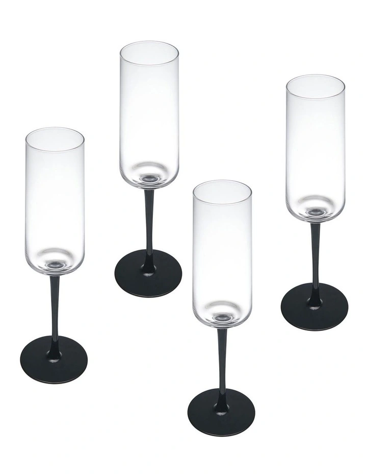 Palermo Flute 4 Piece Set in Clear/Black
