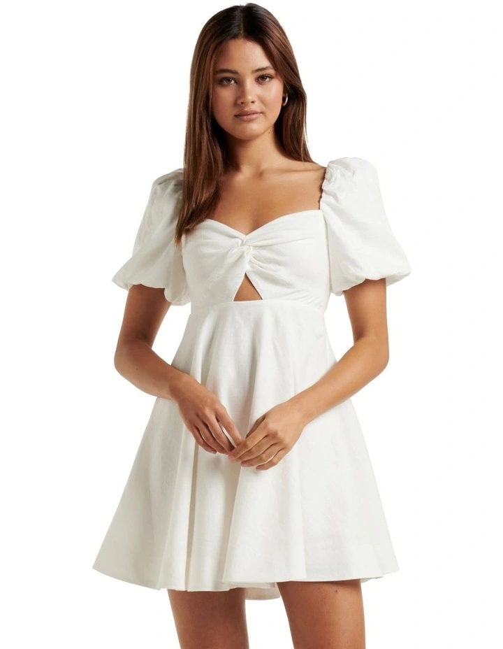 Fearne Twist Mini Dress in White