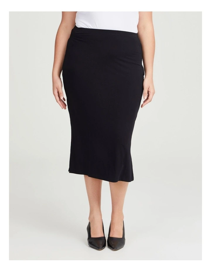 Bamboo Base Long Pencil Skirt in Black