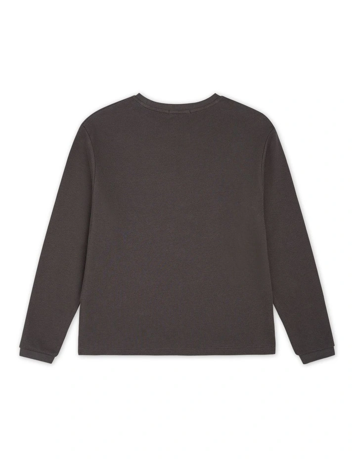 The Indie Eastport Waffle Long Sleeve (3-7 years) in Onyx