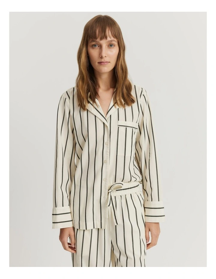 Australian Cotton Stripe Pyjama Set in Black Stripe