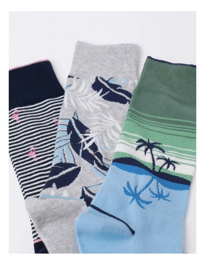 3 Pack Tropical Socks in Assorted