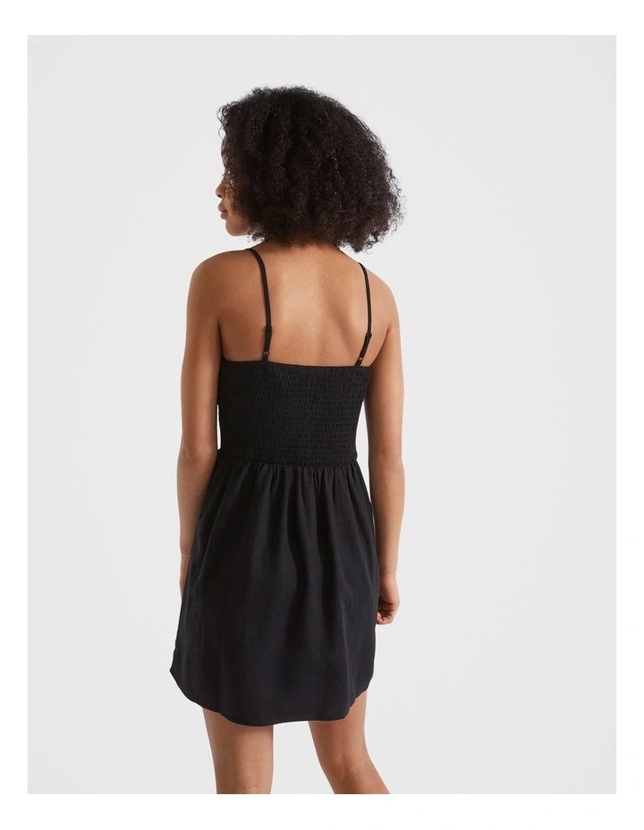 Shirred Dress in Black