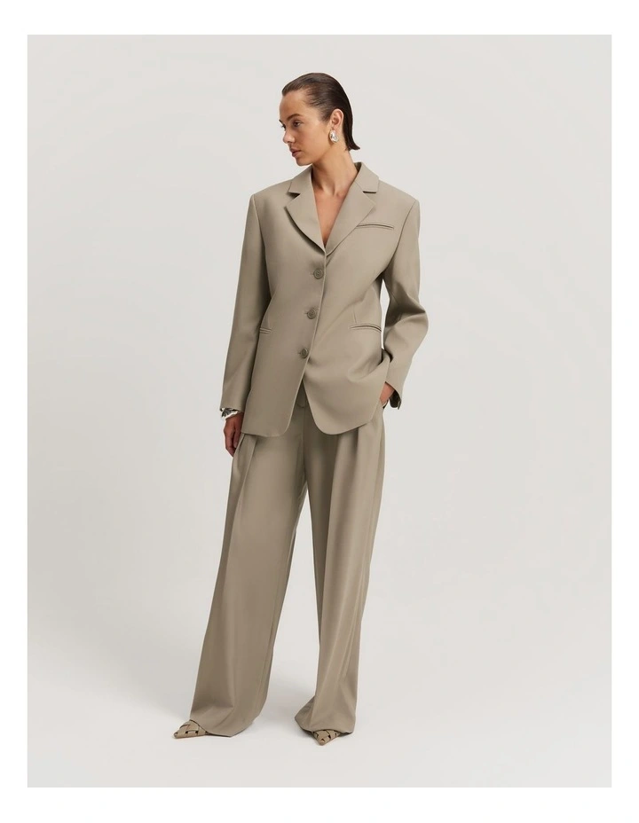 Wool Single-breasted Blazer in Sicilian Olive