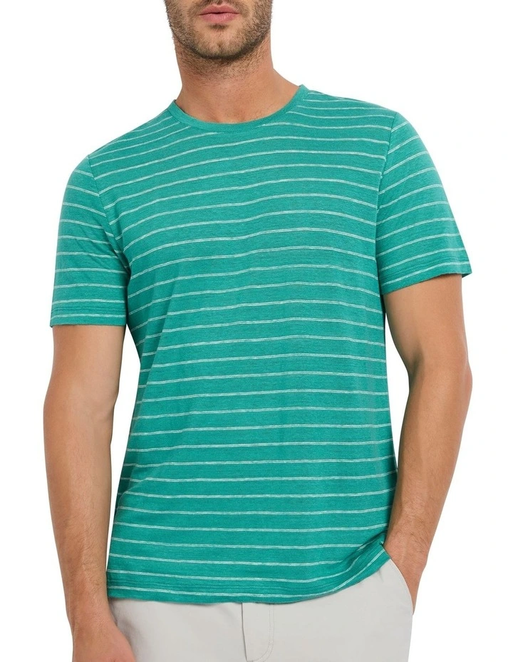 Brian Stripe Linen Tee in Galapagos Stripe