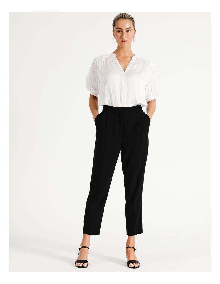 Ava Cropped Suit Pant in Black