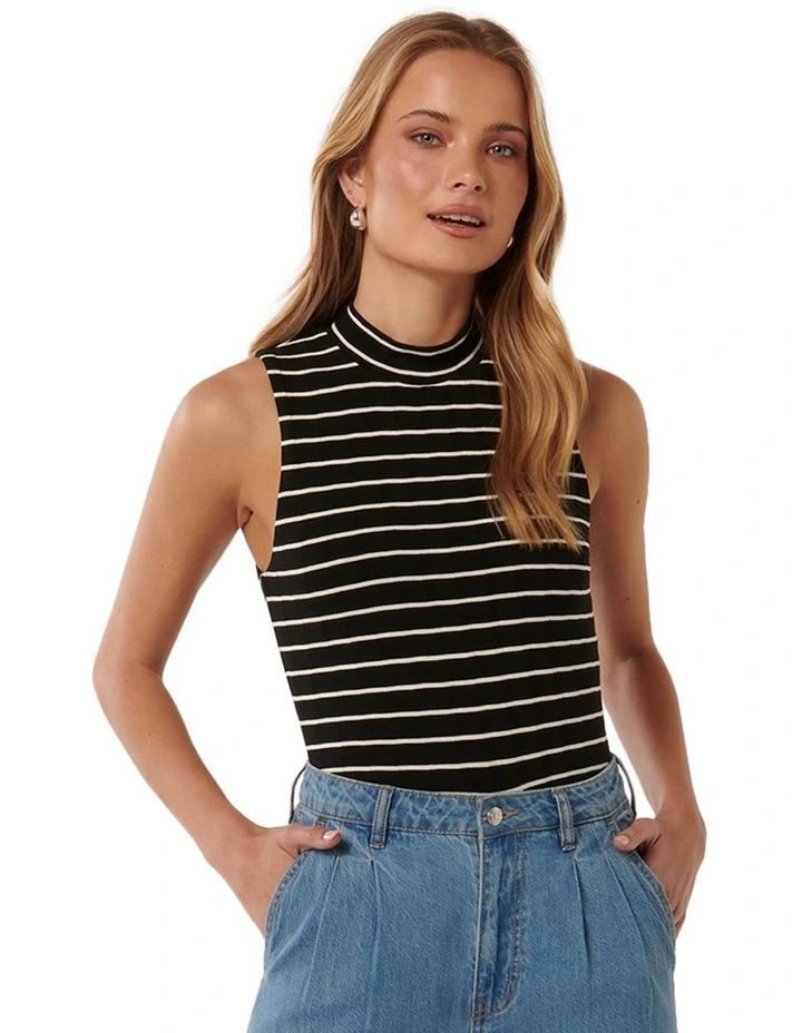Madeline Mock Neck Top in Black