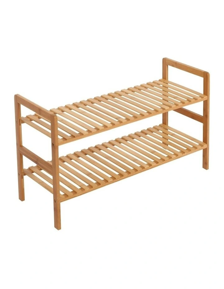 Essential Natural Bamboo Shoe Rack 2-Tier 70x27x40cm in Light Brown