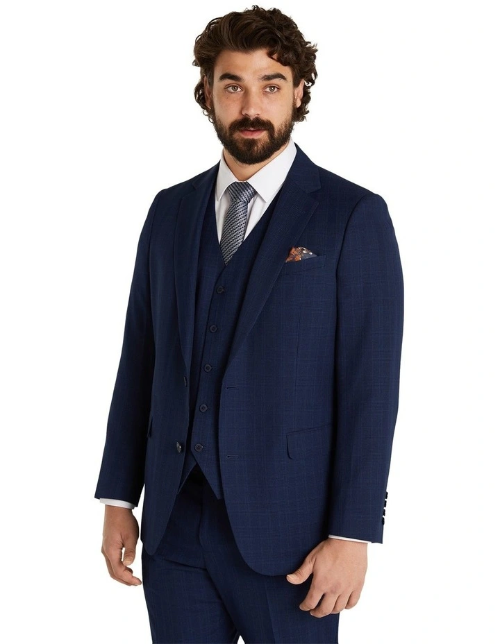 Saylor Check Suit Jacket in Royal Blue