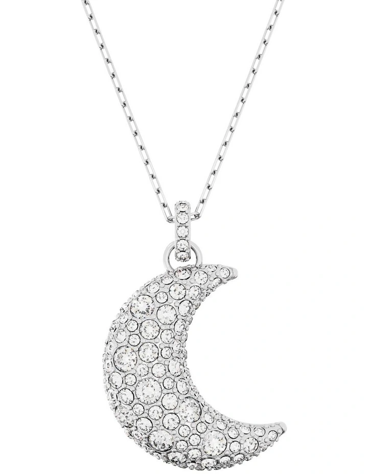Luna Pendant Moon Rhodium Plated in White