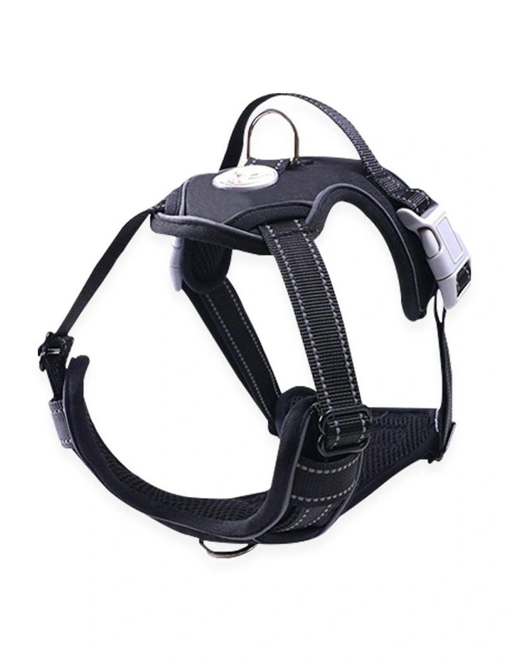 No Pull Dog Reflective Harness Vest Adjustable Extra Large Size in Black