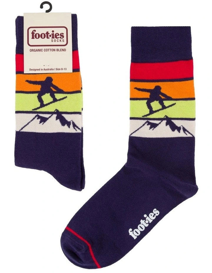 Snowboard Organic Cotton Socks in Blue