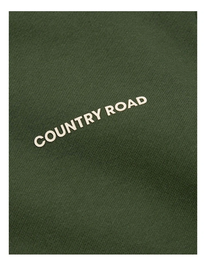 Long Sleeve Rugby Sweat Top in Khaki Green