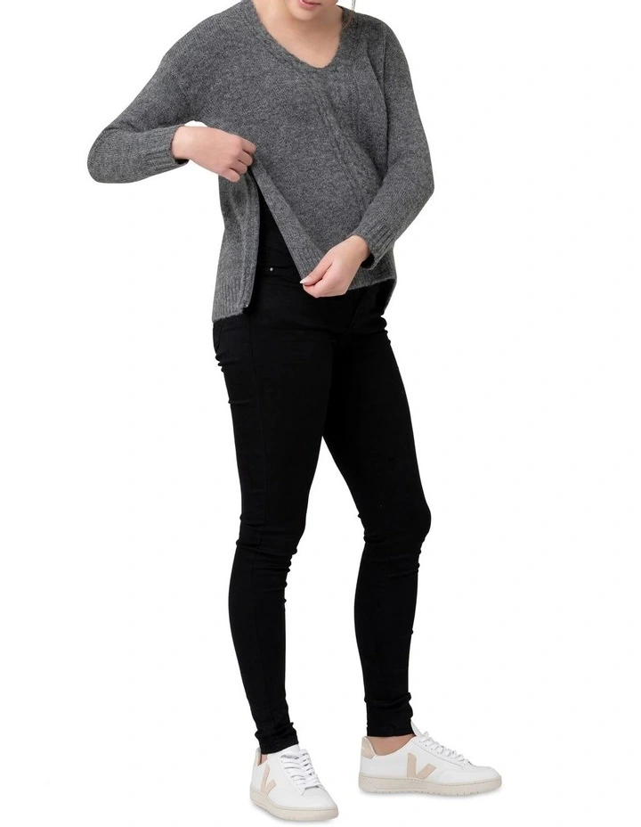 Cara Cable Nursing Knit in Charcoal