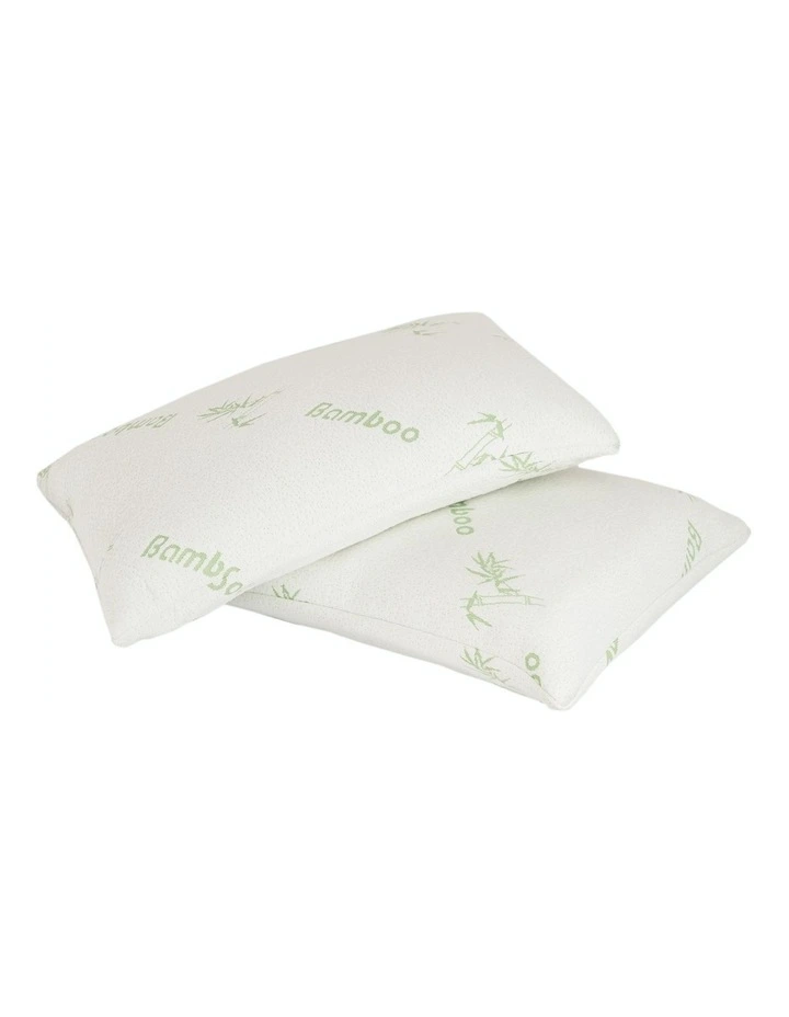 Bamboo Covered Hypoallergenic Memory Foam Pillow Twin Pack 56cm x 36cm x 10cm
