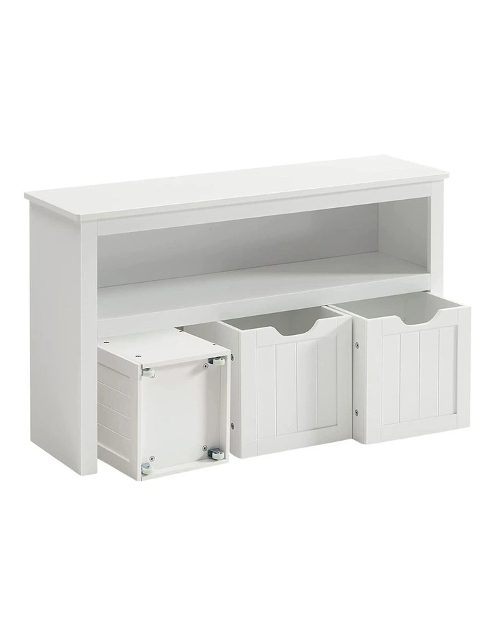 Storage Cabinet With Shelf 3 Drawers in White