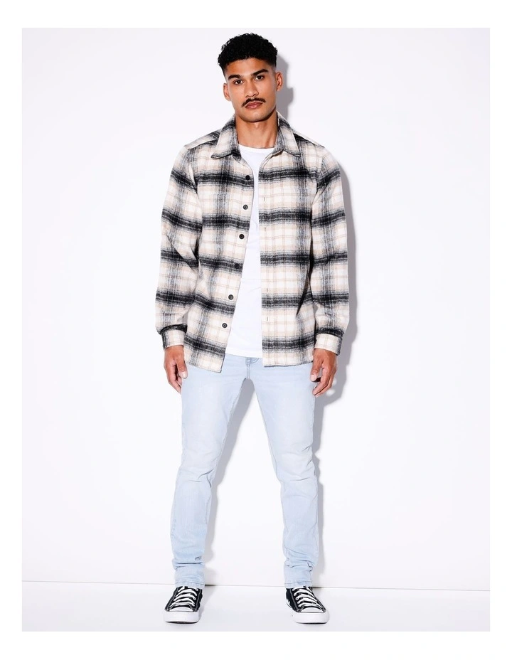 Corruption Of Mankind Check Print Long Sleeve Shirt in Beige