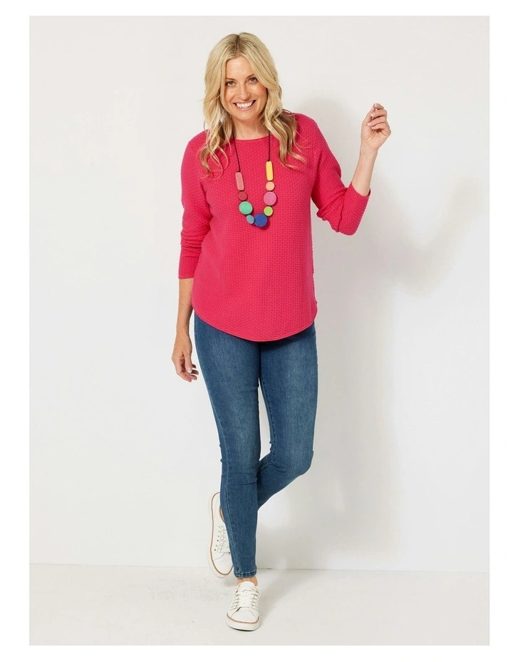Betty Textured Sweater in Fuchsia