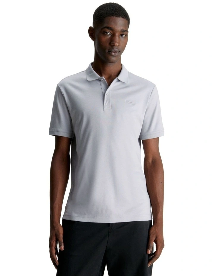 Smooth Cotton Slim Polo Shirt in Grey