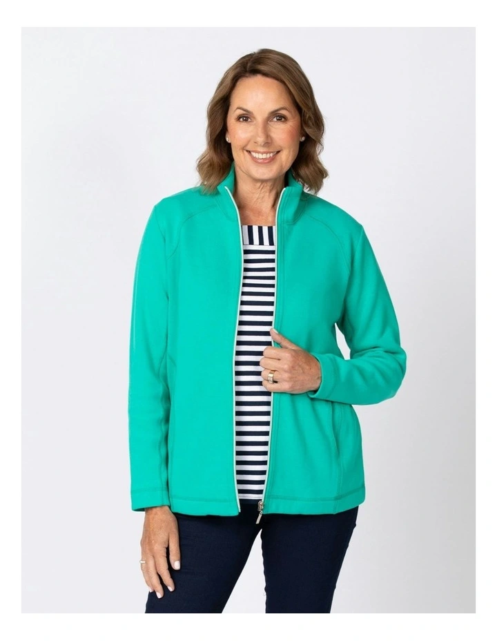 Haven French Rib Zip Up Jacket in Emerald