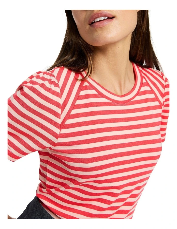 Rosa Stripe Tee in Oahu/Champagne