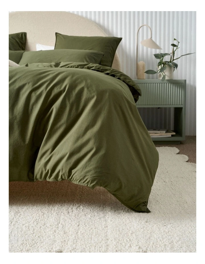 Terra Organic Cotton Quilt Cover Set in Olive