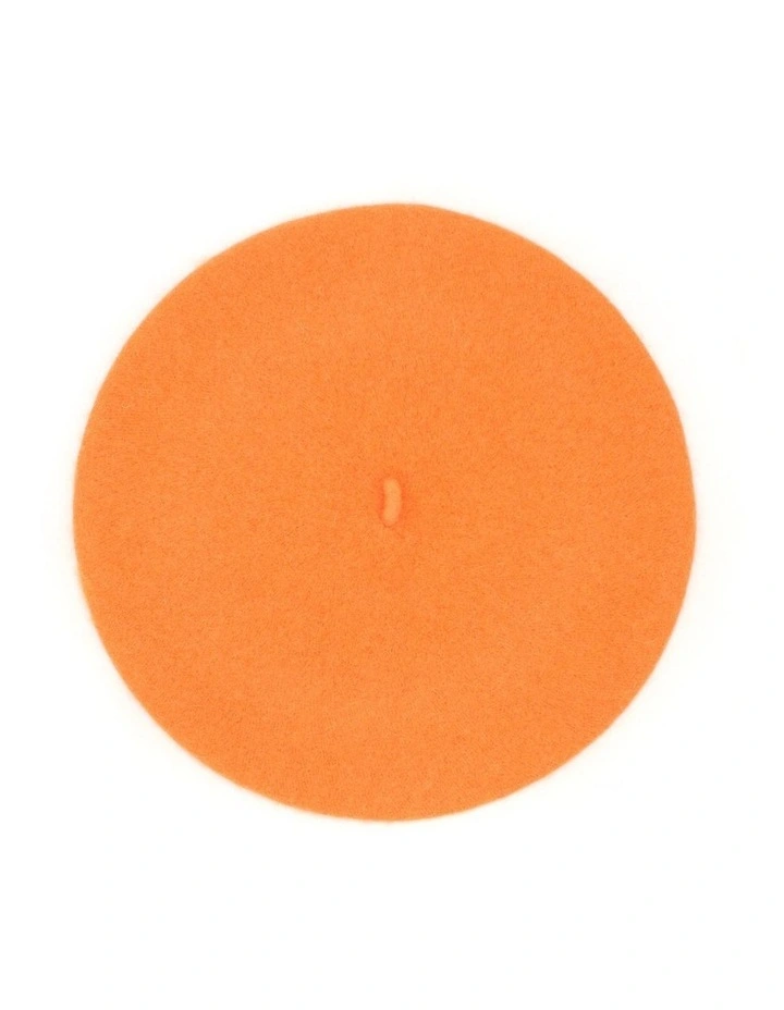 Lisa Wool Blend Beret in Orange