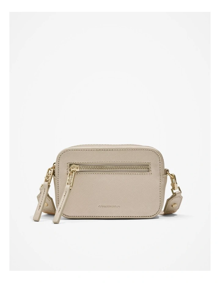 Recycled Polyester Blend Logo Crossbody Bag in Metallic