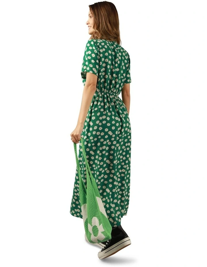 Collared Shirt Midi Dress in Green