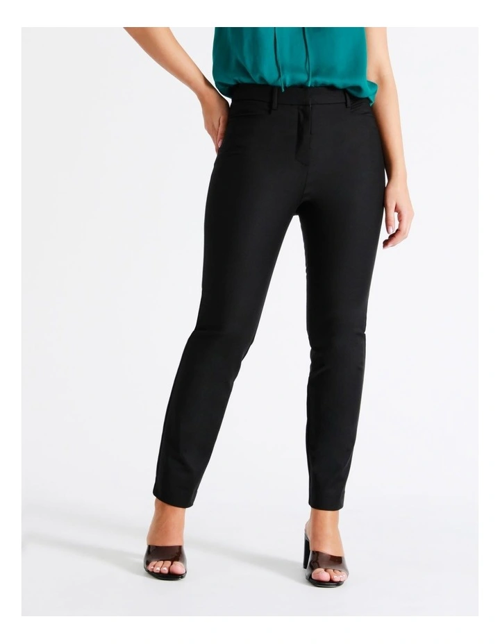 Maya Mid Rise Cropped Organic Blend Cotton Sateen Pants in Black