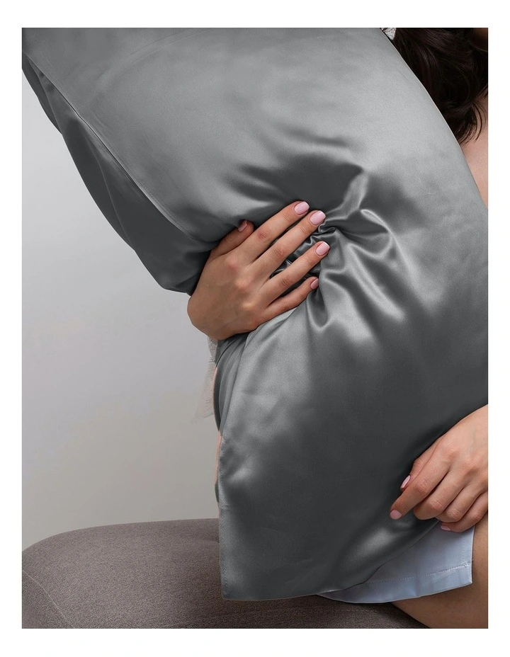 Luxury Satin Pillowcase with Gift Box Twin Pack Size in Charcoal