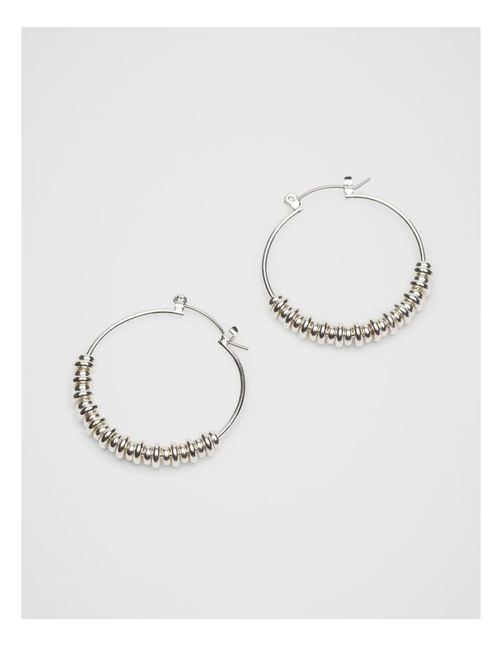 Metal Beaded Hoops in Silver